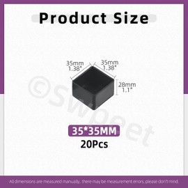 Swpeet 20Pcs 1-3/8"×1-3/8" Black Square Chair Leg Caps, Floor Protectors, Table Chair Leg Protection Cover, Furniture Leg Caps，Leg Tips Covers, Feet Pads, Feet for Furniture Table Chair