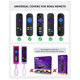 3Pcs ONEBOM Roku Remote Cover with Cat Ears Design, Silicone Skin Case Fit with Hisense/TCL Roku TV, Steaming Stick/Express, Universal Replacement Controller, Glow in The Dark,Green/Purple/Rosered