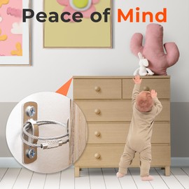 12-Pack Furniture Anchors - Anti-Tip Furniture Straps for Baby Proofing - Wall Anchor for Furniture - Earthquake Straps for Child Safety