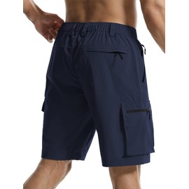 Surenow Men's Hiking Cargo Shorts Quick Dry Outdoor Tactical Shorts for Men with Pocket Lightweight Breathable Fishing Shorts Navy Blue