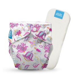 Charlie Banana Cloth Diapers, Reusable, Washable, Adjustable One Size Diaper, for Babies and Toddlers, with Absorbent Insert - Cotton Bliss, 1 Pack