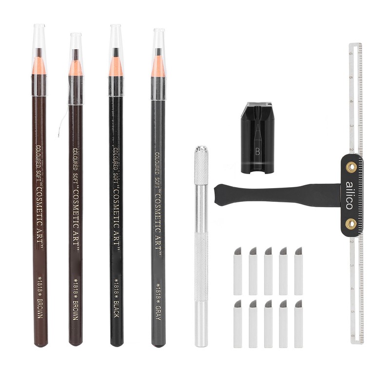Microblading Practice Kit Eyebrow Pencil Sharpener Eyebrow Positioning Ruler Microblading