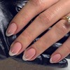 ANDGING White French Tip Press on Nails Almond Short Fake