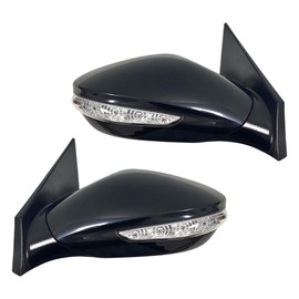Spieg Side Mirror Set for 2011-2015 Hyundai Sonata Hybrid | Pair Side View Mirror Assembly Power Adj Heated Glass Manual Folding Turn Signal Light | Paint to Match Black 7 Pins HY1320212 HY1321212
