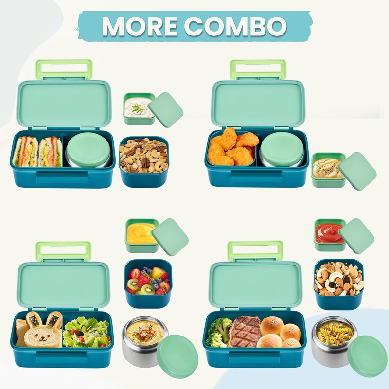 PIQUEBAR Kids Lunch Bento Box with Thermo Ice Pack Food