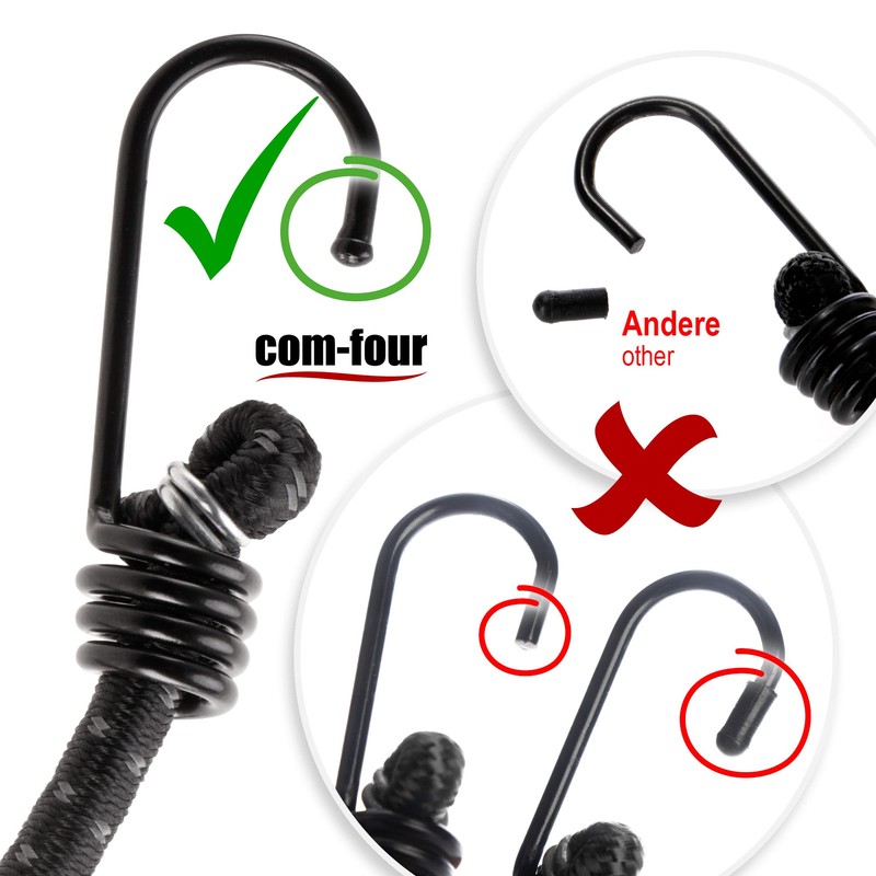 com-four® 10-piece set of rubber straps with reflective strips -