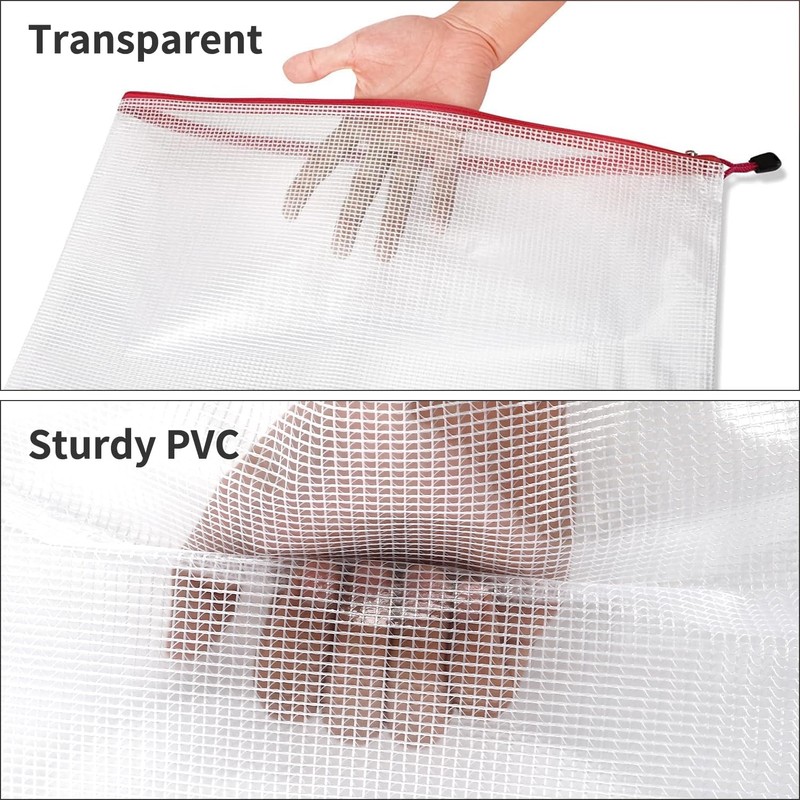 EOOUT 24pcs Mesh Zipper Pouch Bags A3 Extra Large Document