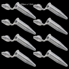 Pack of 100 Reaction Vessels Fabric Capsules 1.5 ml Transparent Centrifuge Tubes Made of Plastic Tubes Capsules with Snap Lids