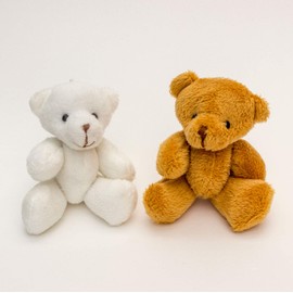 NEW 1 X BROWN And 1 X White - Teddy Bears 12cm - Cute Cuddly Soft - Gift Present
