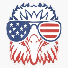 HOF Trading Patriotic Eagle - 4Th of July USA American Flag Vinyl Sticker Waterproof Decal Laptop Wall Window Bumper Sticker 5"