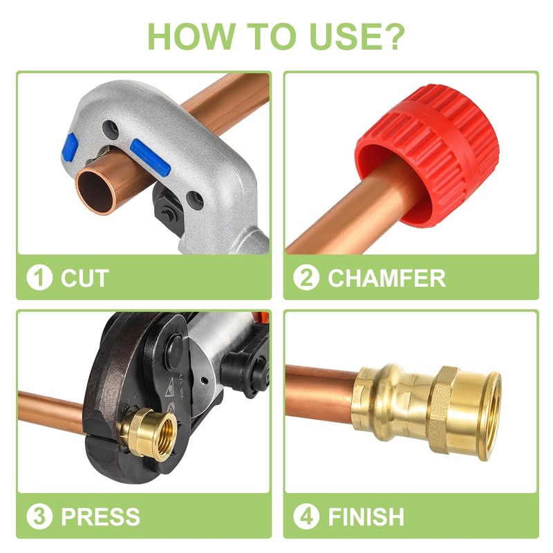 ORIANSE 10 Pack Brass Propress Fittings 3/4" ProPress x 3/4"