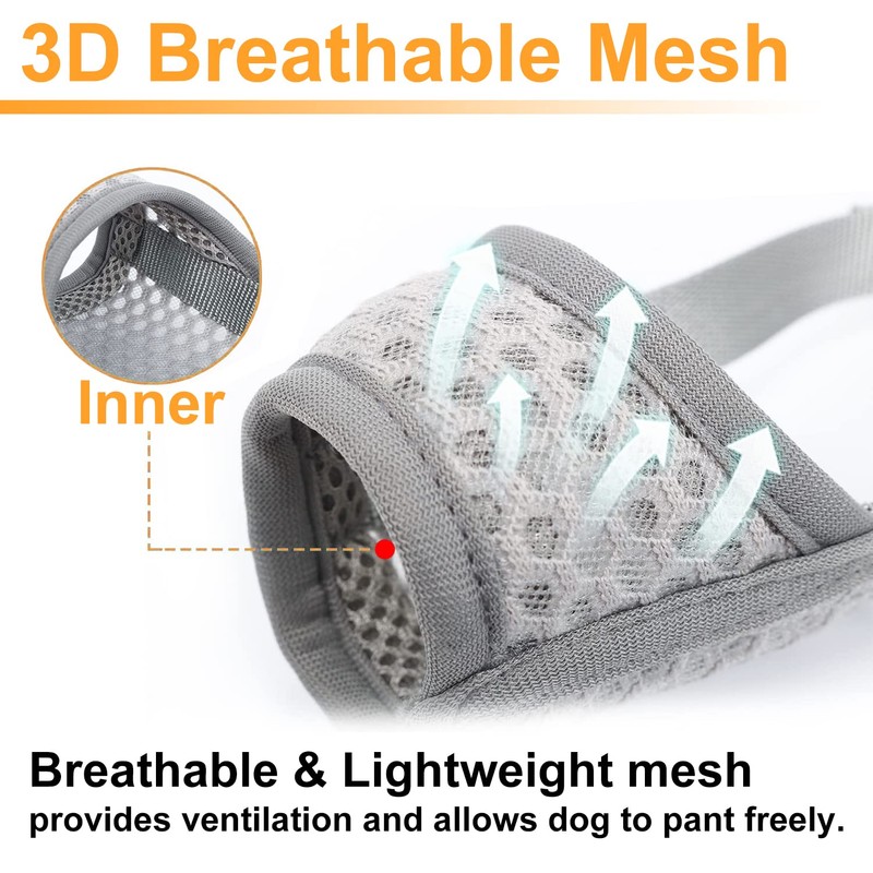 Dog Muzzle Soft Mesh Muzzle - Adjustable Breathable Dog Muzzle,