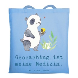 Mr. & Mrs. Panda Panda Geocaching Tote Bag, Gift, Bath Bag, Jute Bag, Bag, GPS Scavenger Hunt, Sports, Shopping Bag, Treasure Hunt, Fabric Bag, Open Caching, Win, Sports, blue, Hand Drawn