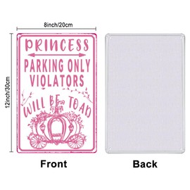 SUPERDANT Princess Parking Only Tin Signs Pink Pumpkin Car Metal Sign Iron Wall Decor Retro Poster for Coquette Trendy Preppy Room Home Decorative Plaque Girl's Room Bedroom Livingroom Decoration