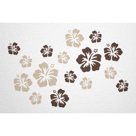 WANDfee Wall Tattoo Hibiscus Flowers Hibiscus Flowers Choice of Colour Wall Sticker Tile Stickers Dark Brown Beige