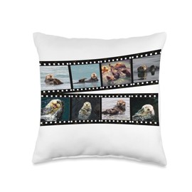Sea Otter Film Strip Photography Photo Collage Throw Pillow