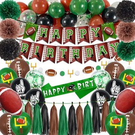 Football Party Decorations Football Birthday Decorations Super Bowl Party Supplies Set Include Football Birthday Banner, Paper Pom Poms, Tassel Garland, Birthday Sash for Football Sports Theme Party