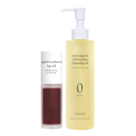 NOONI NOONI Korean Vegan Lip Oil - Applecranberry, 0.12 Fl Oz + Cleansing Oil - Snow Aqua 0 LHA Toning Pore Care Facial Oil Cleanser, 6.76 Fl.oz Bundle