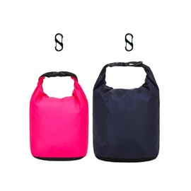 Oumino Dry Bag Waterproof Bag (Set of 2) Waterproof Bag for Pools, Disaster Prevention, Beach, Fishing, Outdoors, Completely Waterproof, Ultra Lightweight, Portable and Convenient, Rose Pink Navy Blue
