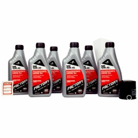 Factory Racing Parts Oil Change Kit compatible with Yamaha XV19/C/S– Includes 6 Quarts of SAE 10W-40 Full Synthetic Oil, 1 Filter, 1 Crush Washer, 1 Funnel, 1 Oil Change Reminder Sticker