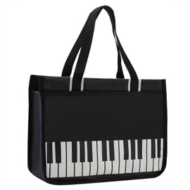 Piano Key Pattern Shoulder Bag,Music Tote Handbag,Nylon Cloth Waterproof Women's Shopping Bag,Travel bag with high note zipper,Music Program Tote Bag-Keyboard -Black