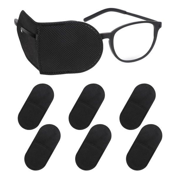 Ouligay 6pcs Glasses Eye Patch Black Eye Patch Reusable Lazy