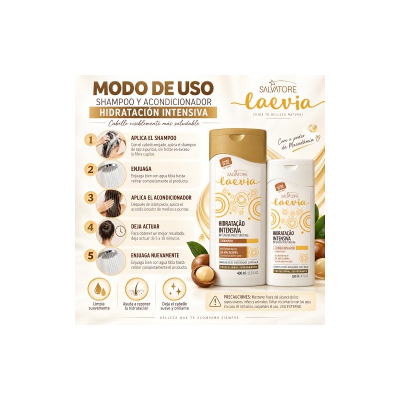 Kit Shampoo Hidratante Laevia 400ml Acondicionador 180 ml