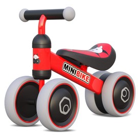 Baby Balance Bike Toys for 1 Year Old Boy Girl Gifts, 10-24 Month Toddler Balance Bike with 4 Silence Wheels, No Pedal Toddler First Bike, Birthday Gifts Christmas for Boys and Girls (Y-Red Bull)