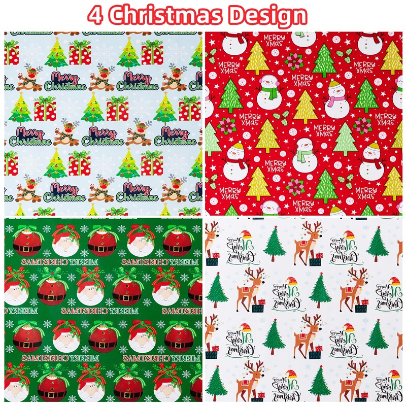 Anvure Christmas Wrapping Papers (4 Rolls: 93 sq. ft total)