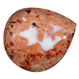 14.77 ct Pear Cabochon (20 x 18 mm) Un-Heated Mexican Matrix Fire Opal Loose Gemstone