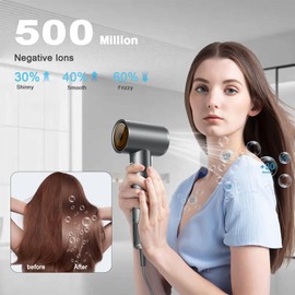 Hair Dryer, Professional Ionic Hair Dryer for Fast Drying, High Speed Hair Blow Dryer with Diffuser for Home Salon Travel, Constant Temperature Hair Care Without Hair Damage