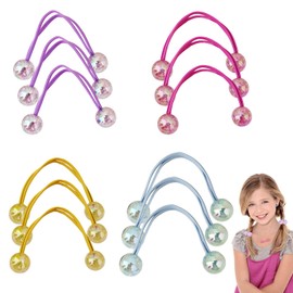 12 Pcs Hair Bobbles for Girls Elastic Ponytail Holders with Double Balls Hair Bubbles Reusable Beads for Hair Elastic Ponytail Holder Acrylic Ball Bubble with Different Hairstyle