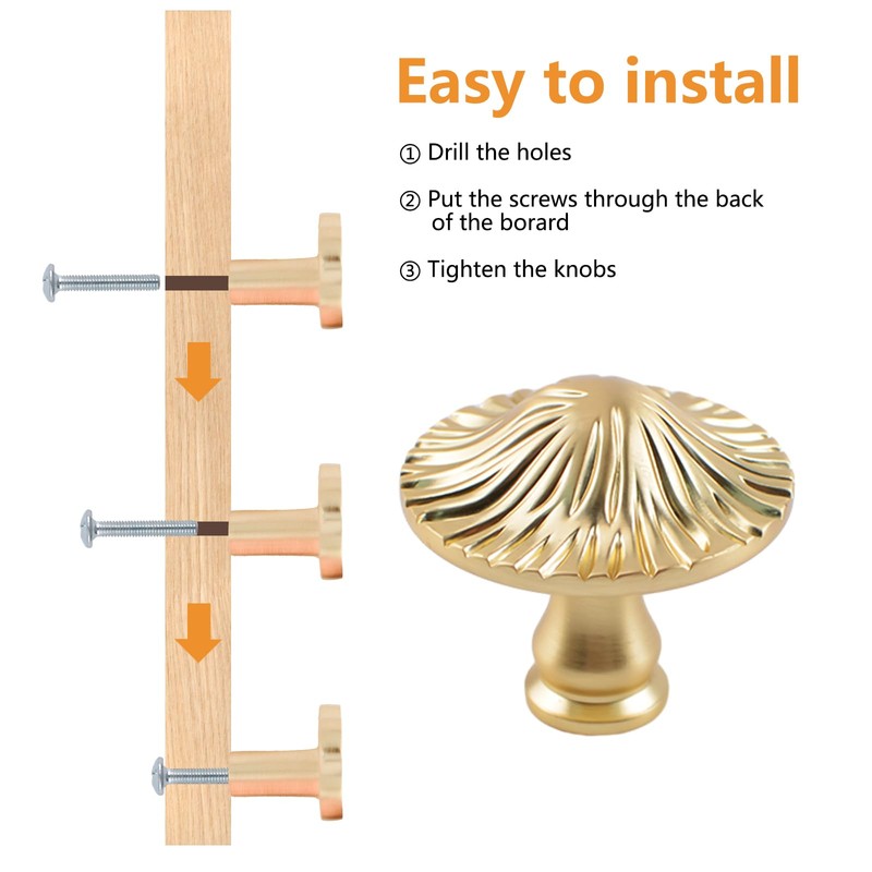 MOROBOR 4 Pack Brushed Gold Cabinet Knobs, Solid Zinc Alloy