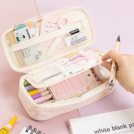 MAMUNU Estuche para lápices expandible con compartimentos, Estuche para lápices de gran capacidad, Bolsa de lápices para oficina y escuela, Estuche pa