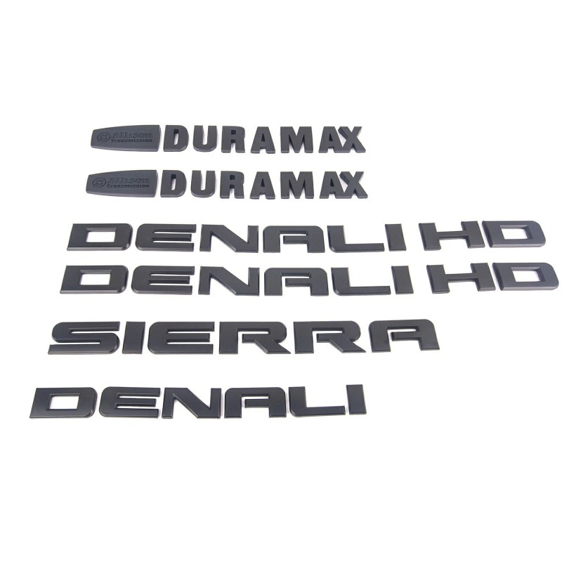 GM 6PCS 2011-19 Matte Black GMC Sierra Denali Emblem Duramax