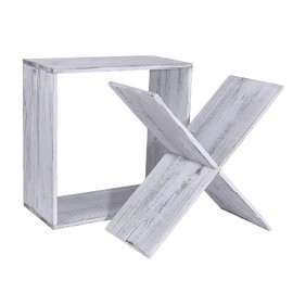 fdjamy Wine Rack countertop Wooden Stackable Storage Rustic Retro Style Cube 24-Bottle Wooden Wine Rack Wine Cabinet (Weathered White), ja02