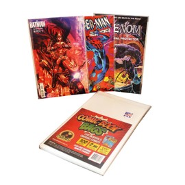 100 Comic Book Bags for Current/Modern Comic Books 6 1/8 X 10 1/2 with Foldable Flap - Acid Free and Clear Polyethylene Comic-Book Sleeves