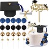 Set Decorazioni Torta Laurea, Cupcakes Toppers Laurea 2026 23 Pezzi, Addobbi Festa Laurea in Oro e Nero con Cappello per Esami (blue)