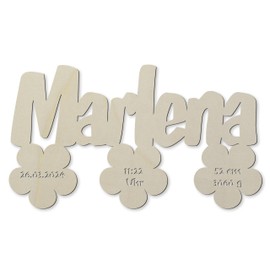 Lamp with Happy Christening Nursery Baby Name And Birth DETAILS-A Christening Gift, Birth Gift for Kids 3 Flowers