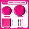 Grencian 200 Pcs Hot Pink and Black Birthday Decorations Hot