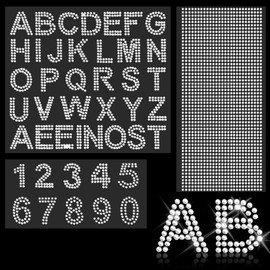 Rhinestone Stickers Glitter White Letter Alphabet Sticker 5 Sheets 2 Inch Large Self Adhesive Fabric Stickers Iron on Letters for Clothing Graduation Cap Decorations Stick on Letters Diamond Sticker