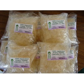 Capsule Connection 10,000 Separated Empty Gelatin Capsules, Size #1 - Bulk Wholesale