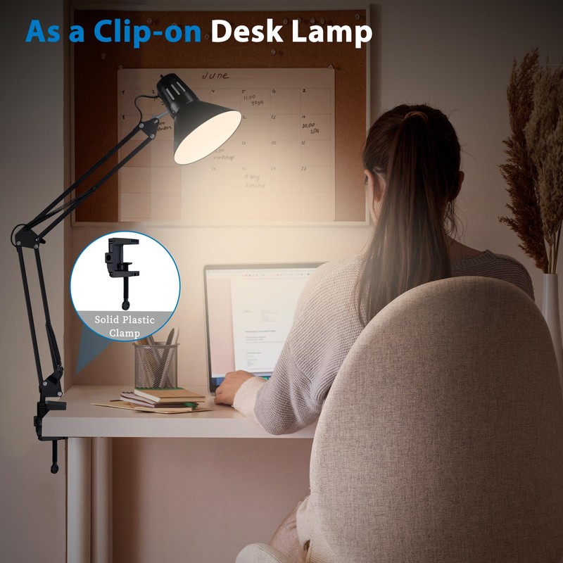 juttilax Swing Arm Desk Lamp for Home Office 360°Adjustable,Tall Metal