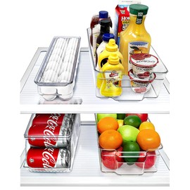 Sorbus Fridge Bins and Freezer Bins Refrigerator Organizer Stackable Food Storage Containers BPA-Free Drawer Organizers for Refrigerator Freezer and Pantry (Pack of 4)