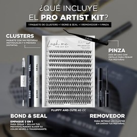 JGLashes - Lash me. Pro artist kit de extensiones de pestañas en casa DIY, Efecto fluffy, medidas 10-16 mm, curvatura D, incluye Bond & seal, pinza, r