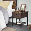 VASAGLE ULET203B01 End Tables, 1-Pack, Rustic Brown, Black
