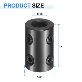 sourcing map Shaft Coupling, 5/16" Bore 5/8" OD 1" Length Black Oxide Plated Steel Rigid Coupling with Hex Wrench for 3D Printers Motor Wheel (4 Screws Each Piece)
