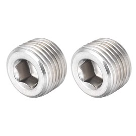 sourcing map Hex Countersunk Plug - Stainless Steel Pipe Fitting 1/2NPT Male Thread Socket Pipe Adapter Connector 2Pcs