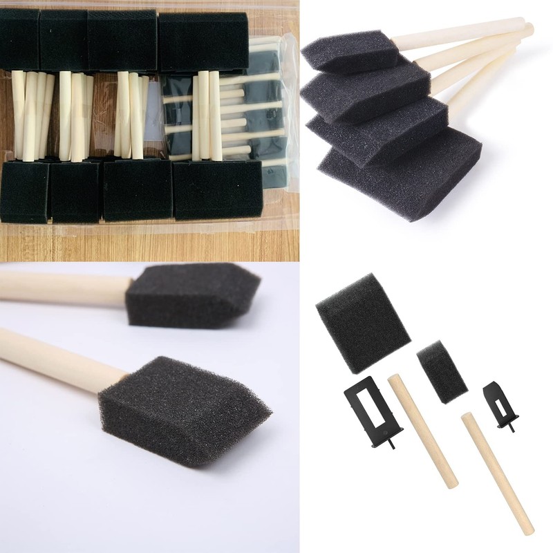 Taicols 10pcs Foam Paint Brushes With Wood Handle - Sponge