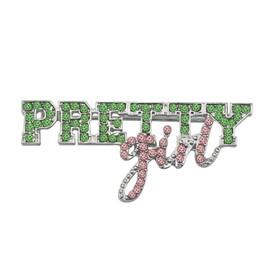 Scwasen Greek Sorority Paraphernalia Bracelet Gifts Pink and Green Sorority Jewelry Rhinestone Brooch Necklace Sisterhood Graduation Gift for Women (Pretty Brooch)